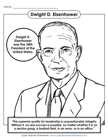 Preview image for President #34: Dwight Eisenhower Coloring Page