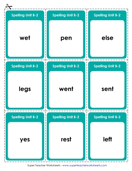 Flashcards (B-2) Spelling B Worksheet