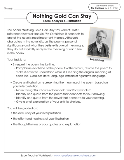 New Nothing Gold Can Stay:<br>Poem Analysis & Illustration Worksheet New Nothing Gold Can Stay:<br>Poem Analysis & Illustration Worksheet