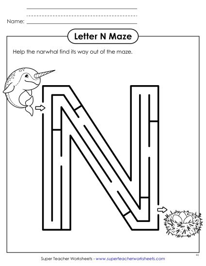 Preview image for Uppercase Letter N Maze