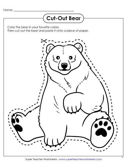 New Cut-Out Bear Worksheet