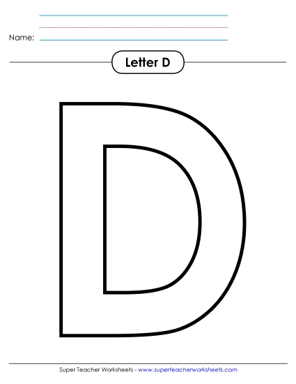 Outline - Uppercase D Alphabet Worksheet