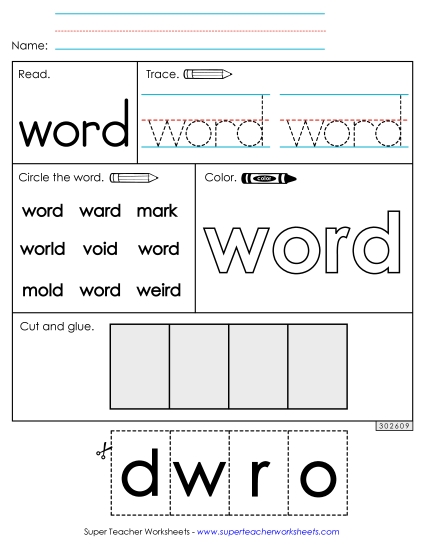 Worksheet 2: Word Sight Words Individual Worksheet