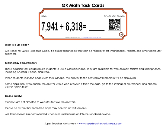 Preview image for QR Code Task Cards (4-Digit)