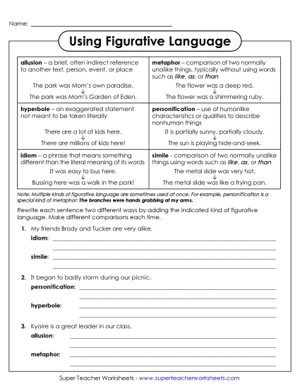 aUsing Figurative Language