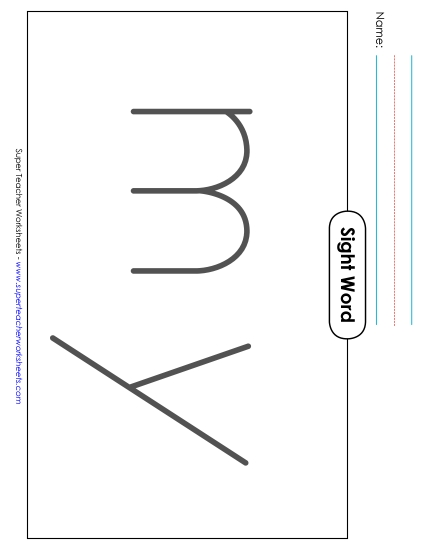 Big Trace: My Sight Words Individual Worksheet