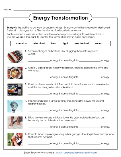 New Energy Transformation Scenarios Worksheet