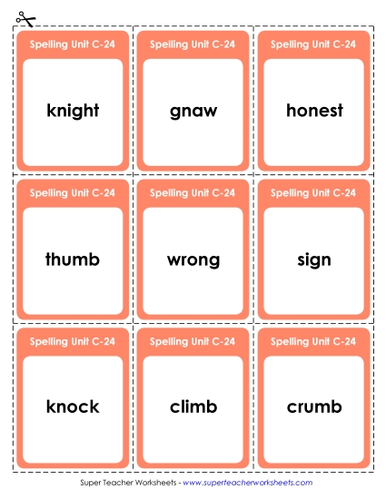 Flashcards (C-24) Spelling C Worksheet