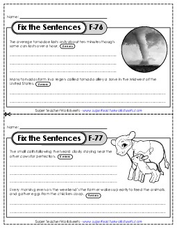 Fix the Sentences F-76 through F-80 Worksheet