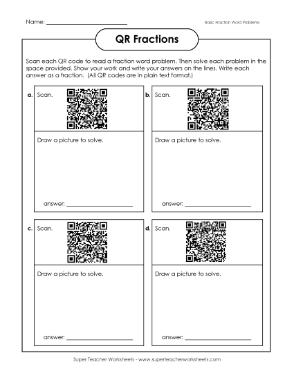 Preview image for QR Code: Fraction Word Problems
