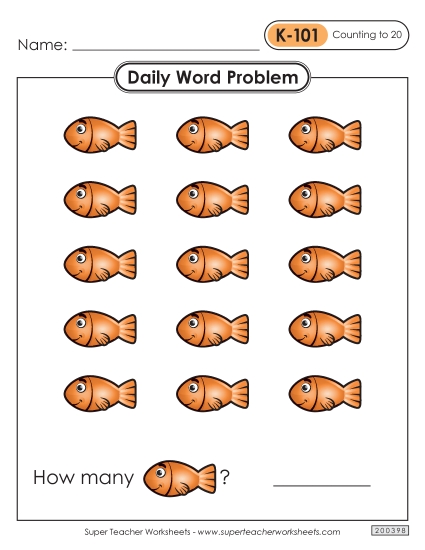 Daily Word Problems  K-101 through K-105 Worksheet