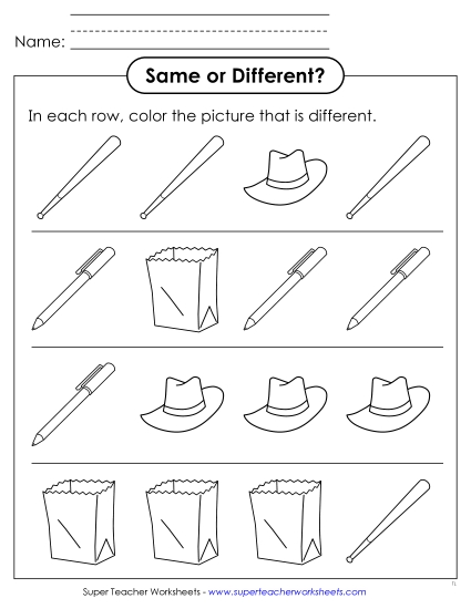 New Same or Different? (Pictures) Worksheet