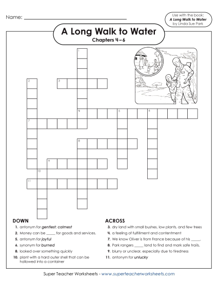 New Vocabulary Crossword for Chapters 4–6 Worksheet