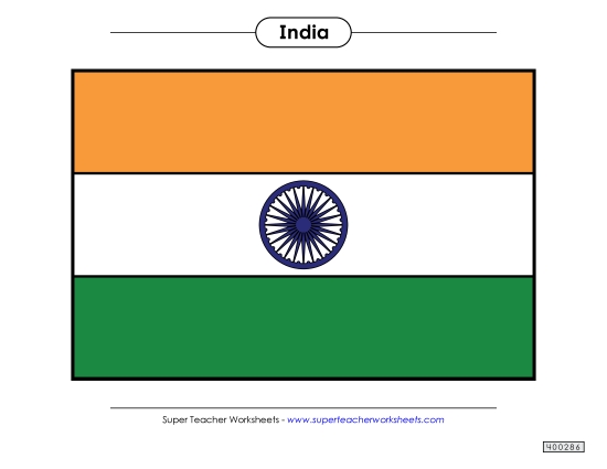 Indian Flag (Full Color) Free Worksheet
