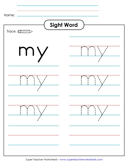 Trace the Word: My Sight Words Individual Worksheet