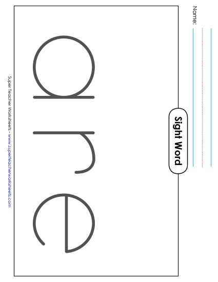 Big Trace: Are Sight Words Individual Worksheet