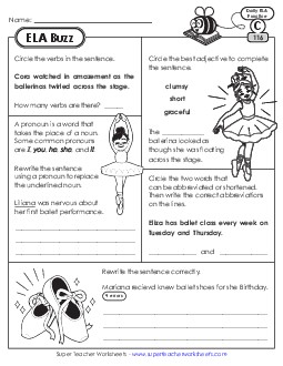 New ELA Buzz: Week 24<br>Worksheets 116 through 120 Worksheet