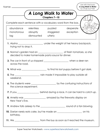 New Complete the Sentence (Vocabulary Activity) Worksheet