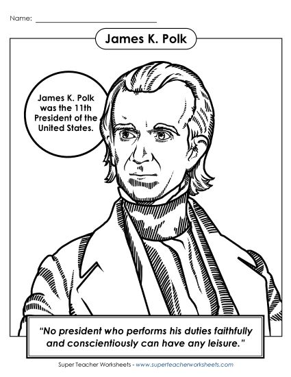 Preview image for President #11: James K. Polk Coloring Page