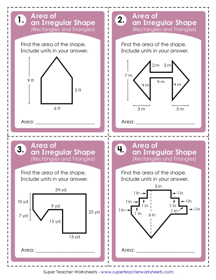 Preview image for Basic Task Cards: Area of Irregular Shapes (Rectangles & Triangles)