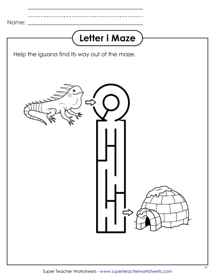 New Lowercase Letter i Maze Worksheet