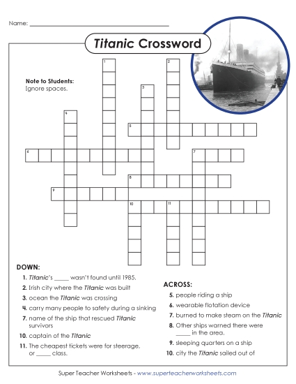 New Titanic Crossword Worksheet New Titanic Crossword Worksheet