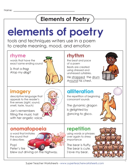 New Poetry Elements Anchor Chart Worksheet New Poetry Elements Anchor Chart Worksheet
