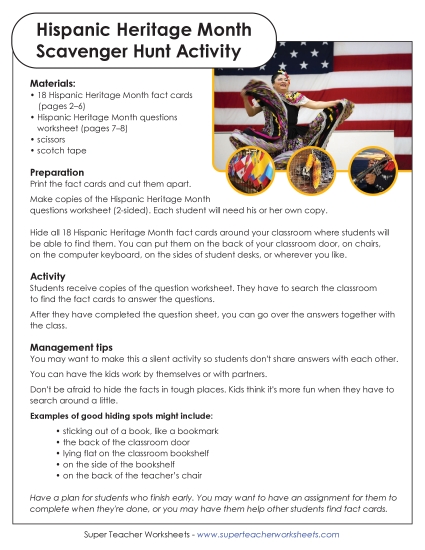 New Hispanic Heritage Scavenger Hunt Worksheet New Hispanic Heritage Scavenger Hunt Worksheet