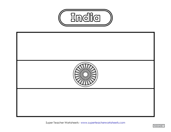 Indian Flag (Black & White) Worksheet