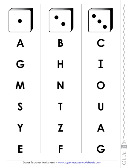 Fluency Dice Game (Uppercase) Alphabet Worksheet