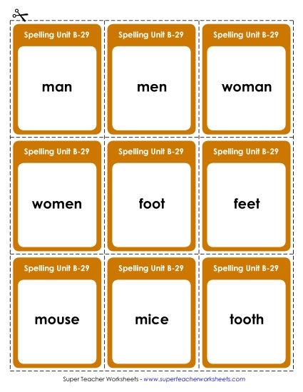 Flashcards (B-29) Spelling B Worksheet