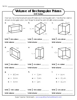 Volume of Rectangular Prisms (Unit Cubes) Geometry Worksheet