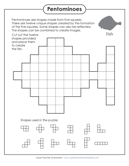 New Fish Pentomino Puzzle Worksheet
