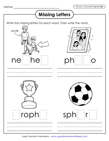 New Missing Letters (PH Words) Worksheet New Missing Letters (PH Words) Worksheet