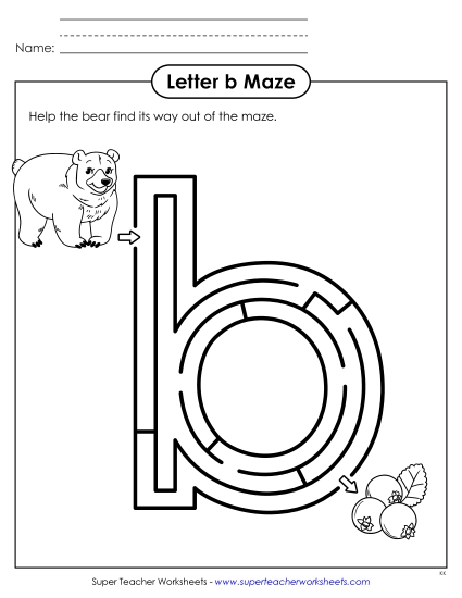 New Lowercase Letter b Maze Worksheet