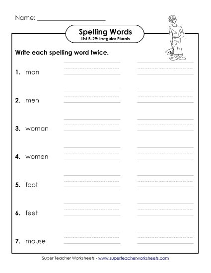 Write Twice (B-29) Spelling B Worksheet