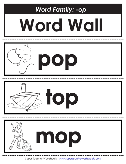 New Word Wall: -op Words Worksheet New Word Wall: -op Words Worksheet
