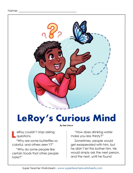 New LeRoy's Curious Mind (Curiosity) Worksheet New LeRoy's Curious Mind (Curiosity) Worksheet