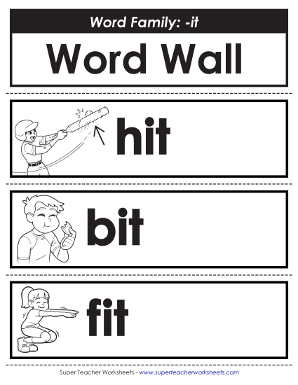 New Word Wall: -it Words Worksheet New Word Wall: -it Words Worksheet