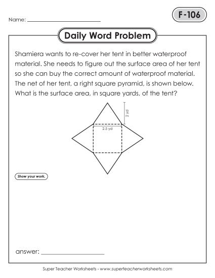New Daily Word Problems<BR>F-106 through F-110 Worksheet