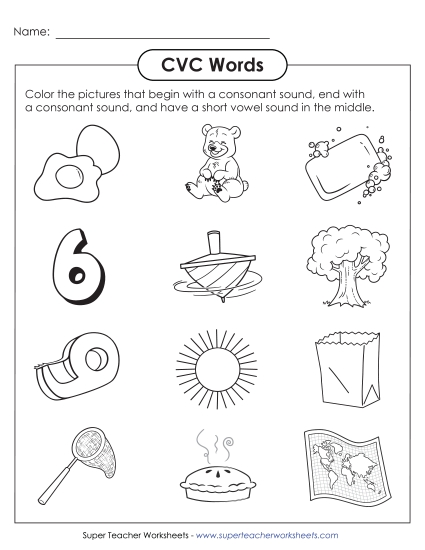New Color the CVC Words Worksheet