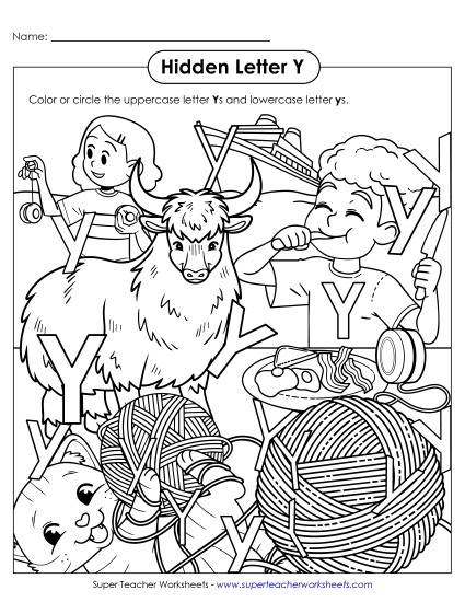 New Hidden Letter Y Worksheet