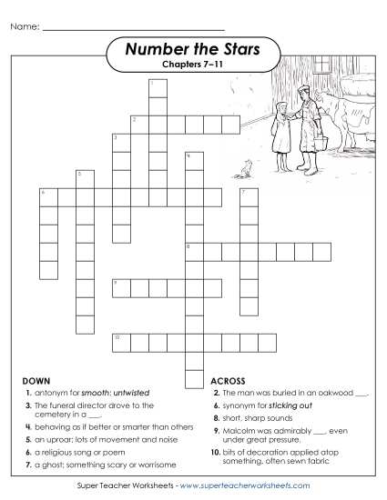 New Vocabulary Crossword Puzzle for Chapter 7–11 Worksheet