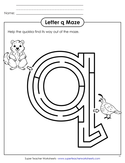 New Lowercase Letter q Maze Worksheet