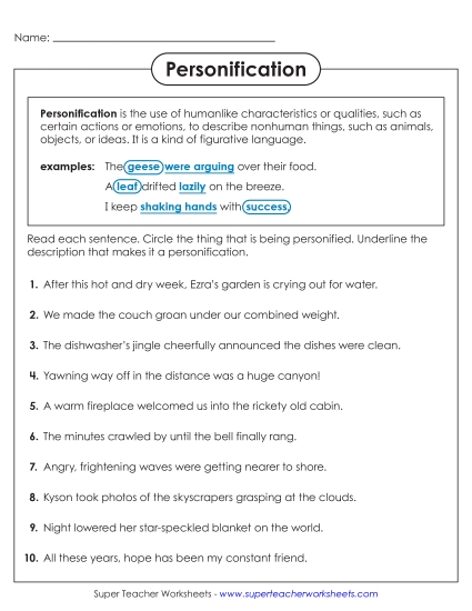 aIdentify Personification