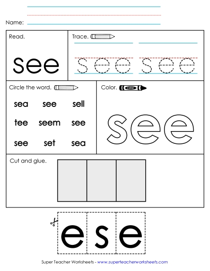 Worksheet 2: See Sight Words Individual Worksheet
