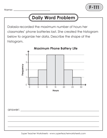 New Daily Word Problems<BR>F-111 through F-115 Worksheet