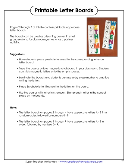 Letter Boards - Uppercase Alphabet Worksheet
