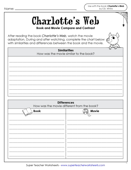 New Movie-Book Similarities and Differences  Worksheet