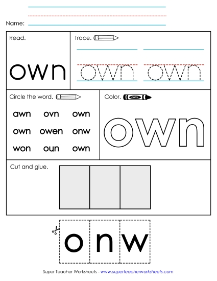 Worksheet 2: Own Sight Words Individual Worksheet